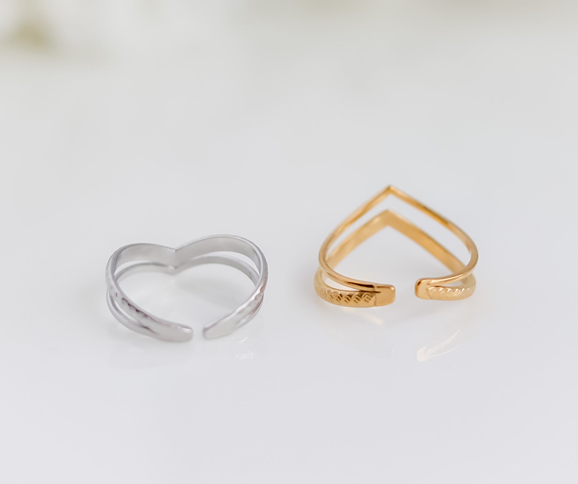 Double Wishbone Ring | Stackable Wishbone Ring | Resizable Chevron Ring | Layer Ring | Gold Minimalist Ring | Stacking Ring | Ring For women