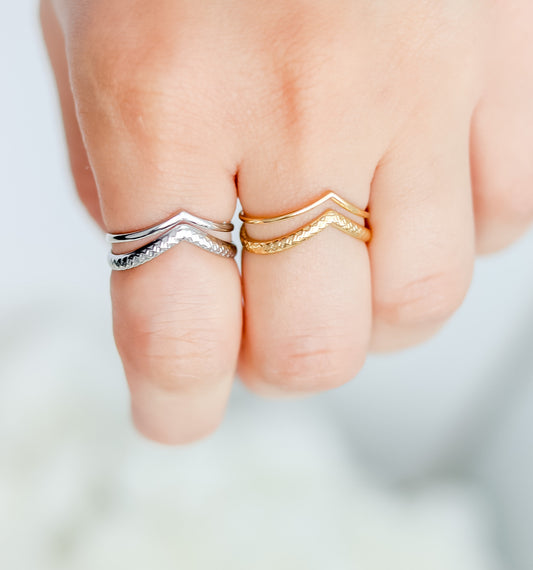 Double Wishbone Ring | Stackable Wishbone Ring | Resizable Chevron Ring | Layer Ring | Gold Minimalist Ring | Stacking Ring | Ring For women