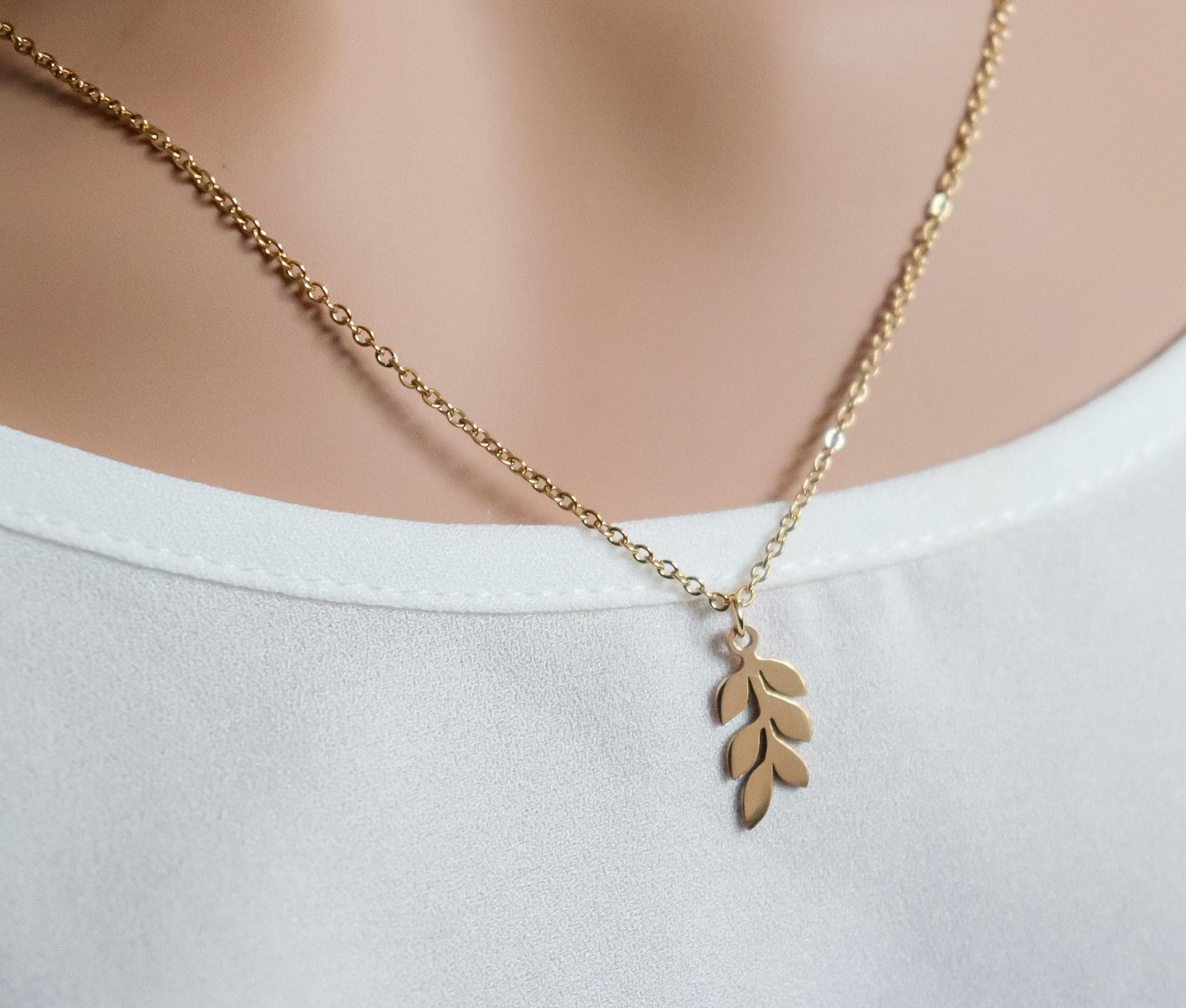 Leaf Necklace | Olive Branch Pendant | Delicate Layering | Leaf Pendant | Minimalist Wedding Jewelry | Bridal Shower Gift