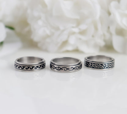 Fidget Ring I Sea Wave Ring I Sun Ring | Rotating Ring | Spinner Ring | Bridesmaid Gifts I Minimalist Ring | Unisex Ring