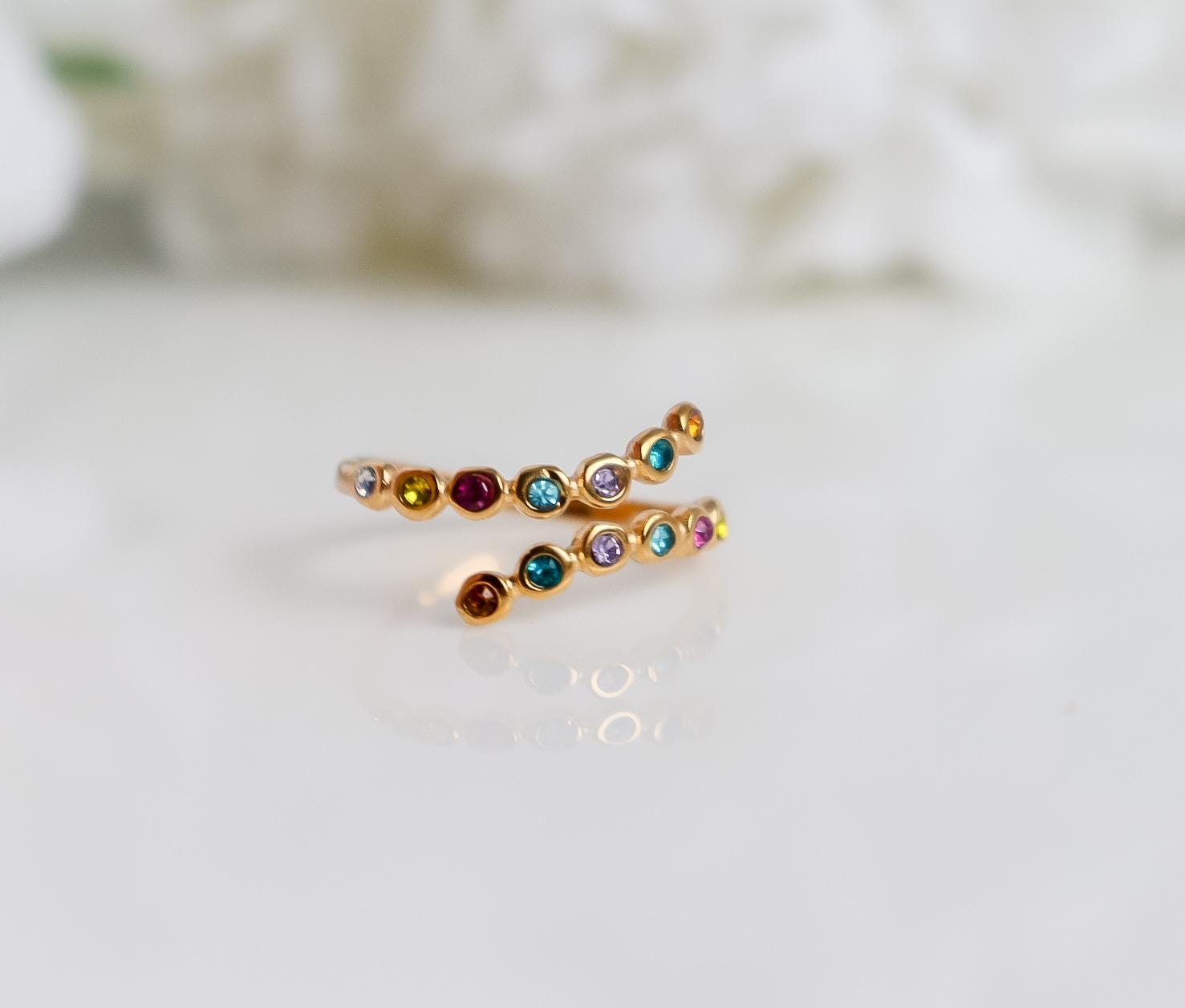 Gemstone Ring | Cubic Zirconia Ring | Crystal Ring | Celestial Jewelry | Studded Ring | Resizable Ring | Statement Ring I Ring For Her.