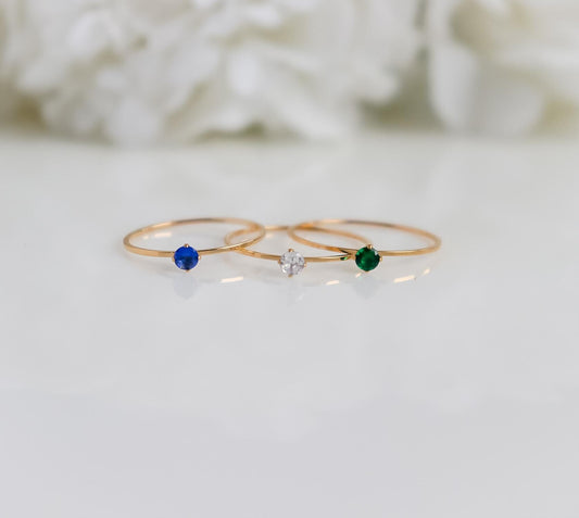 Round Crystal Ring | Studded Ring | Gem Stone Ring | Zircon Ring | Thin Gold Minimalist Ring for Stacking | Ring For women | Christmas Gift