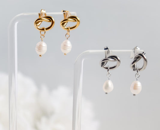 Love Knot Pearl Earring | Twisted Pearl Earring | Minimal Earring | Gold earring | Earring For Her | Bridesmaid Gifts | Bridal Shower