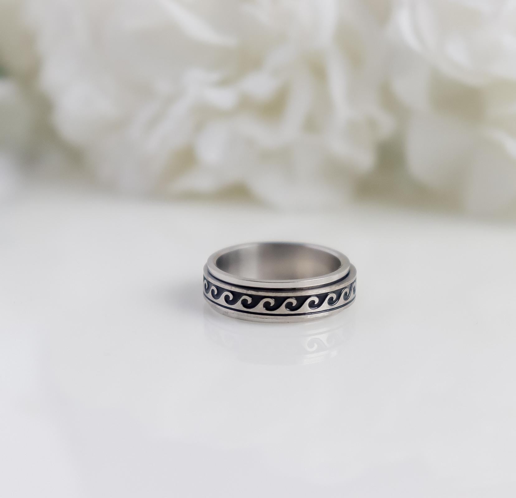 Fidget Ring I Sea Wave Ring I Sun Ring | Rotating Ring | Spinner Ring | Bridesmaid Gifts I Minimalist Ring | Unisex Ring