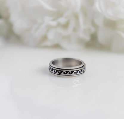 Fidget Ring I Sea Wave Ring I Sun Ring | Rotating Ring | Spinner Ring | Bridesmaid Gifts I Minimalist Ring | Unisex Ring