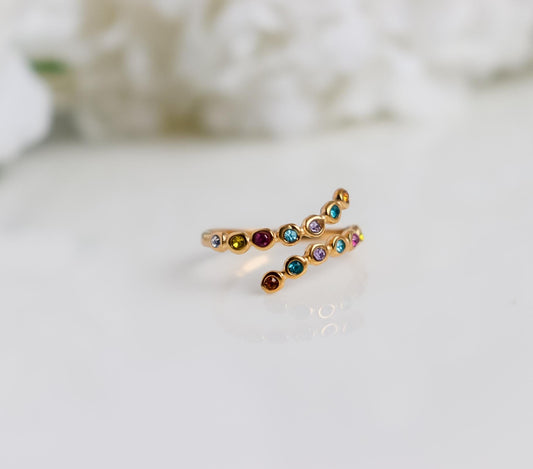 Gemstone Ring | Cubic Zirconia Ring | Crystal Ring | Celestial Jewelry | Studded Ring | Resizable Ring | Statement Ring I Ring For Her.