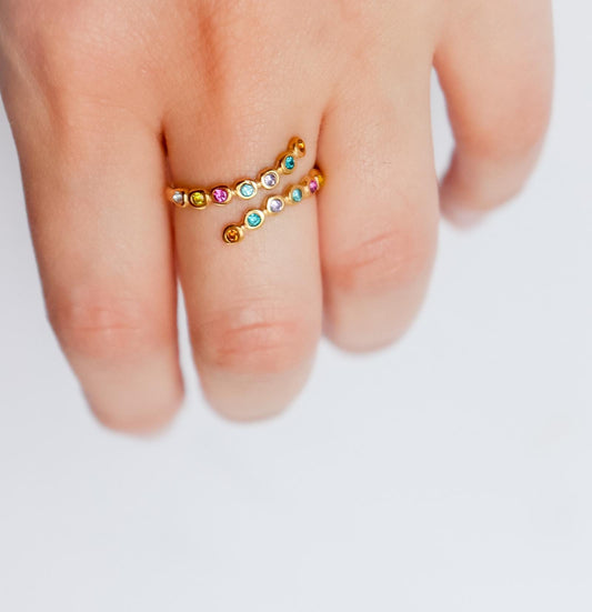 Gemstone Ring | Cubic Zirconia Ring | Crystal Ring | Celestial Jewelry | Studded Ring | Resizable Ring | Statement Ring I Ring For Her.