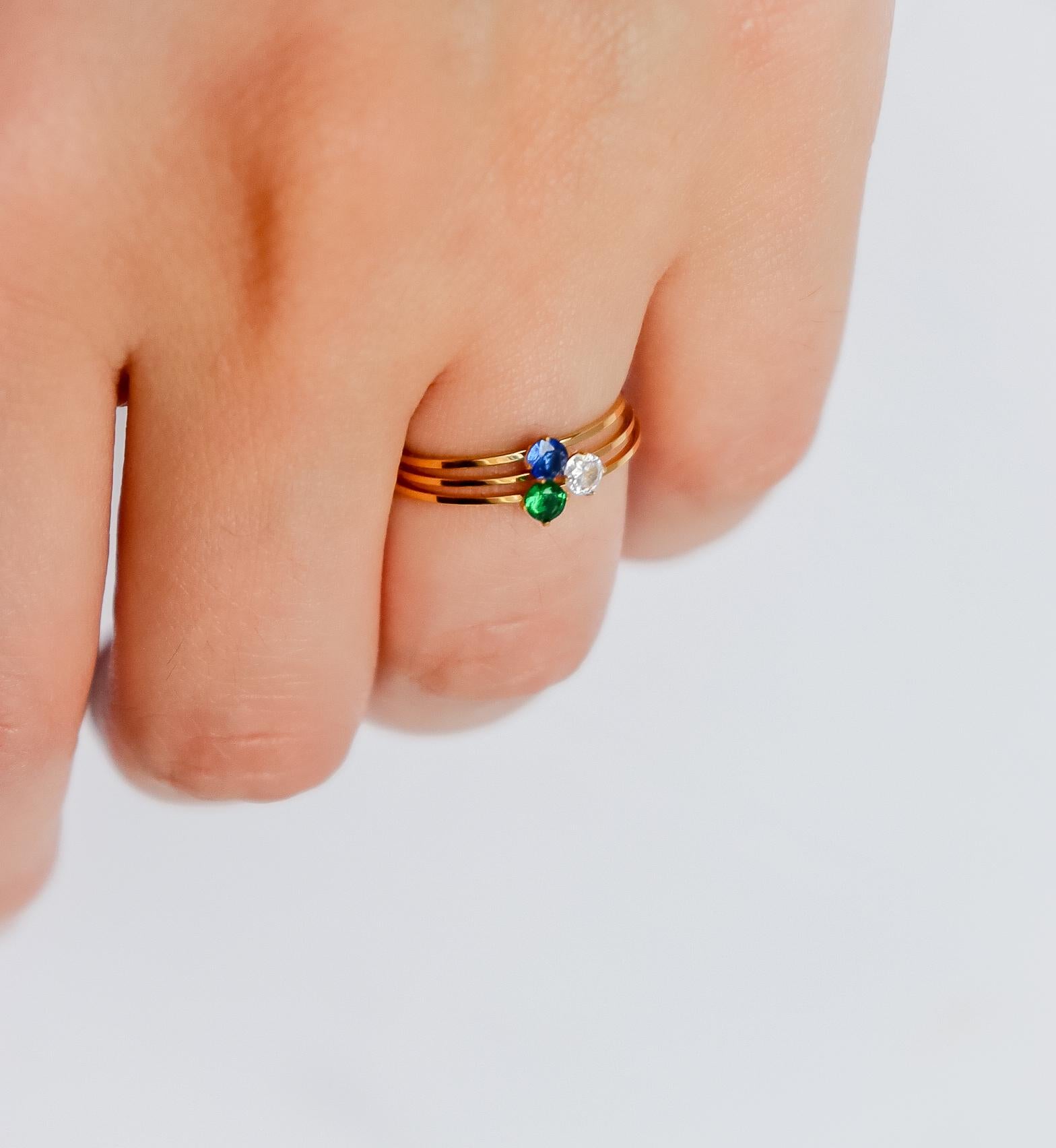 Round Crystal Ring | Studded Ring | Gem Stone Ring | Zircon Ring | Thin Gold Minimalist Ring for Stacking | Ring For women | Christmas Gift