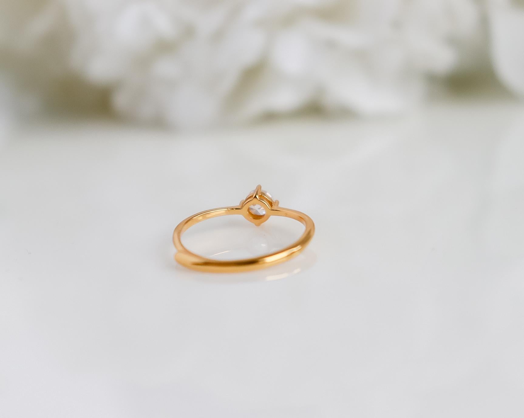 Round Crystal Ring | Studded Ring | Gem Stone Ring | Zircon Ring | Thin Gold Minimalist Ring for Stacking | Ring For women | Christmas Gift