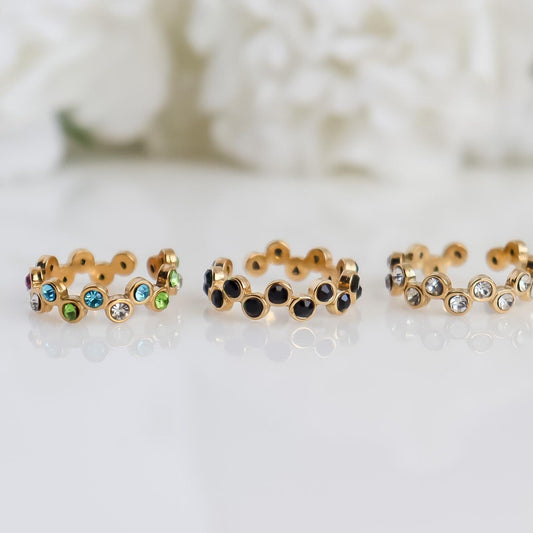 Gemstone Ring | Circle Zirconia Ring | Crystal Ring | Celestial Jewelry | Studded Ring | Resizable Ring | Statement Ring | Ring For Her