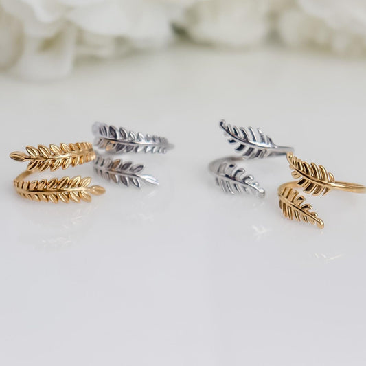 Leaf Ring | Feather Ring | Gold Ring | Leaf Signet Ring | Stackable Ring | Resizable Ring | Gift for Her | Ring For Her | Christmas Gift