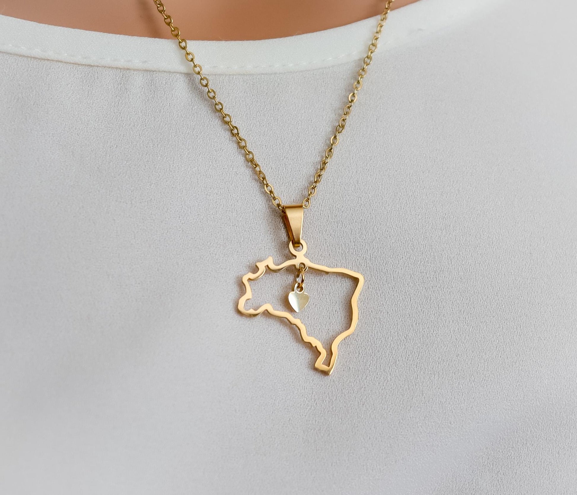 Brazil Necklace | Brazil Map Necklace | Country Pride Necklace I Minimalist Jewelry I Brasil Necklace I Brazil Country Map | Brasil Pendant
