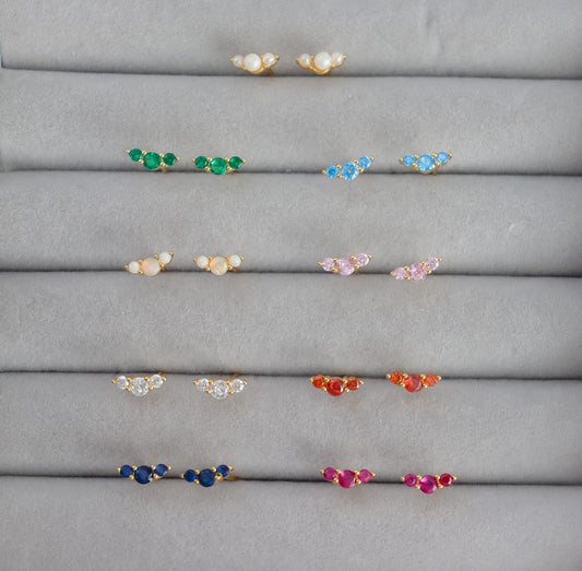 Cubic Zirconia Stud Earrings In White, Amethyst, Pink, Garnet | Stud With Gem Stone in Gold | Crystal Earring | Earring For Her