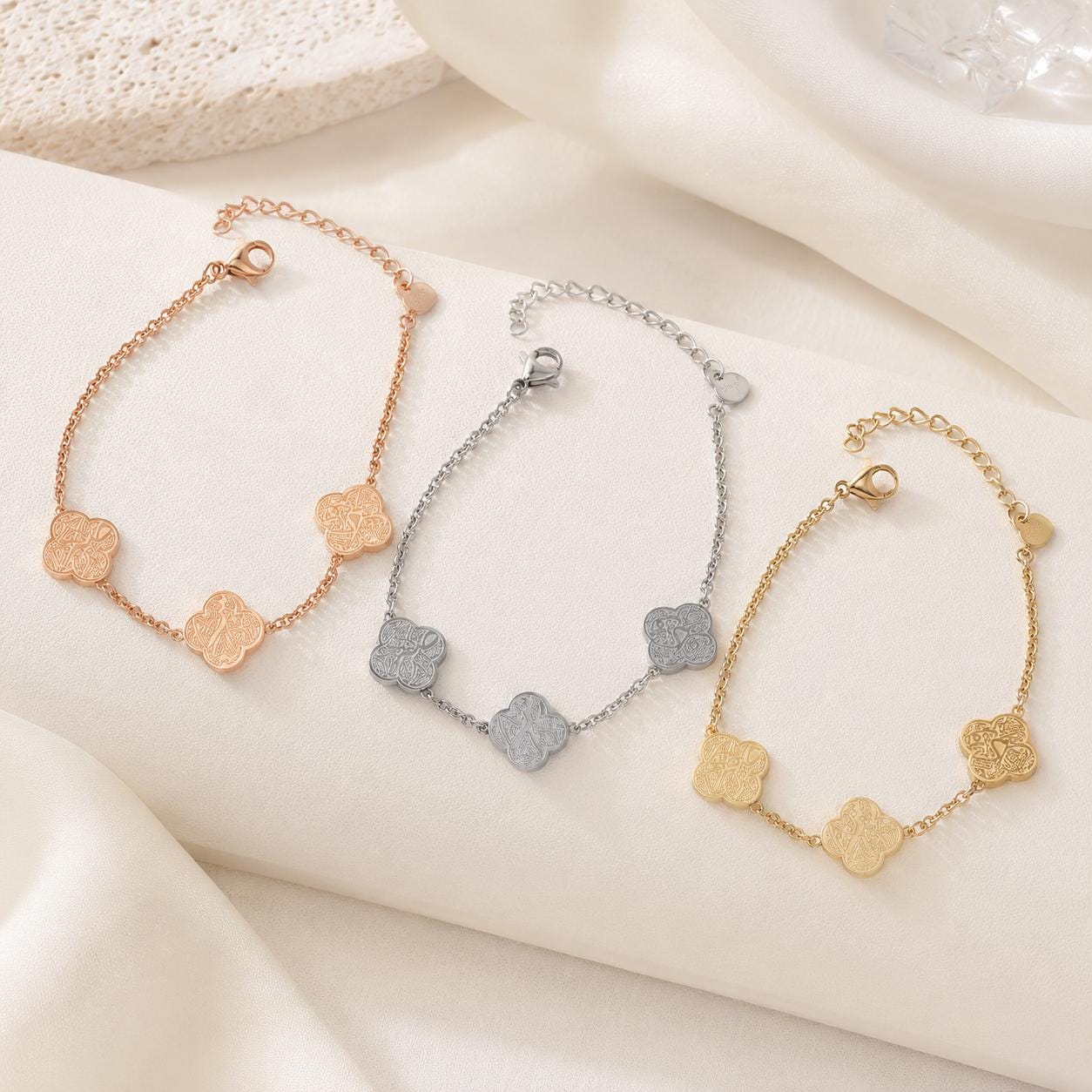Sabr, Shukr, and Tawakkul Arabic Calligraphy Bracelet - 18K Gold Plated Islamic Jewelry