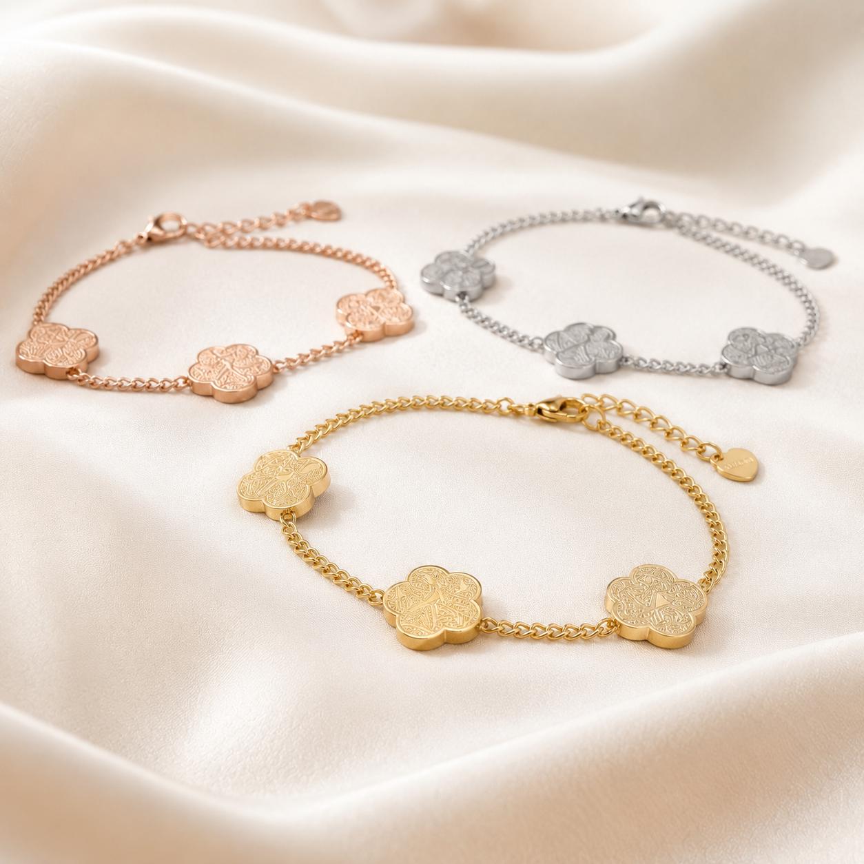 Sabr, Shukr, and Tawakkul Arabic Calligraphy Bracelet - 18K Gold Plated Islamic Jewelry