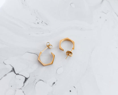 Small Hexagon Hoop Earring