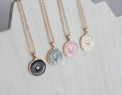 Colored Resin & Symbol Necklace