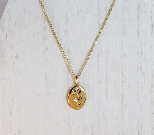 Irregular Oval Rose Necklace