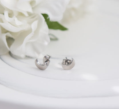 Crescent Moon & Star Stud Earrings