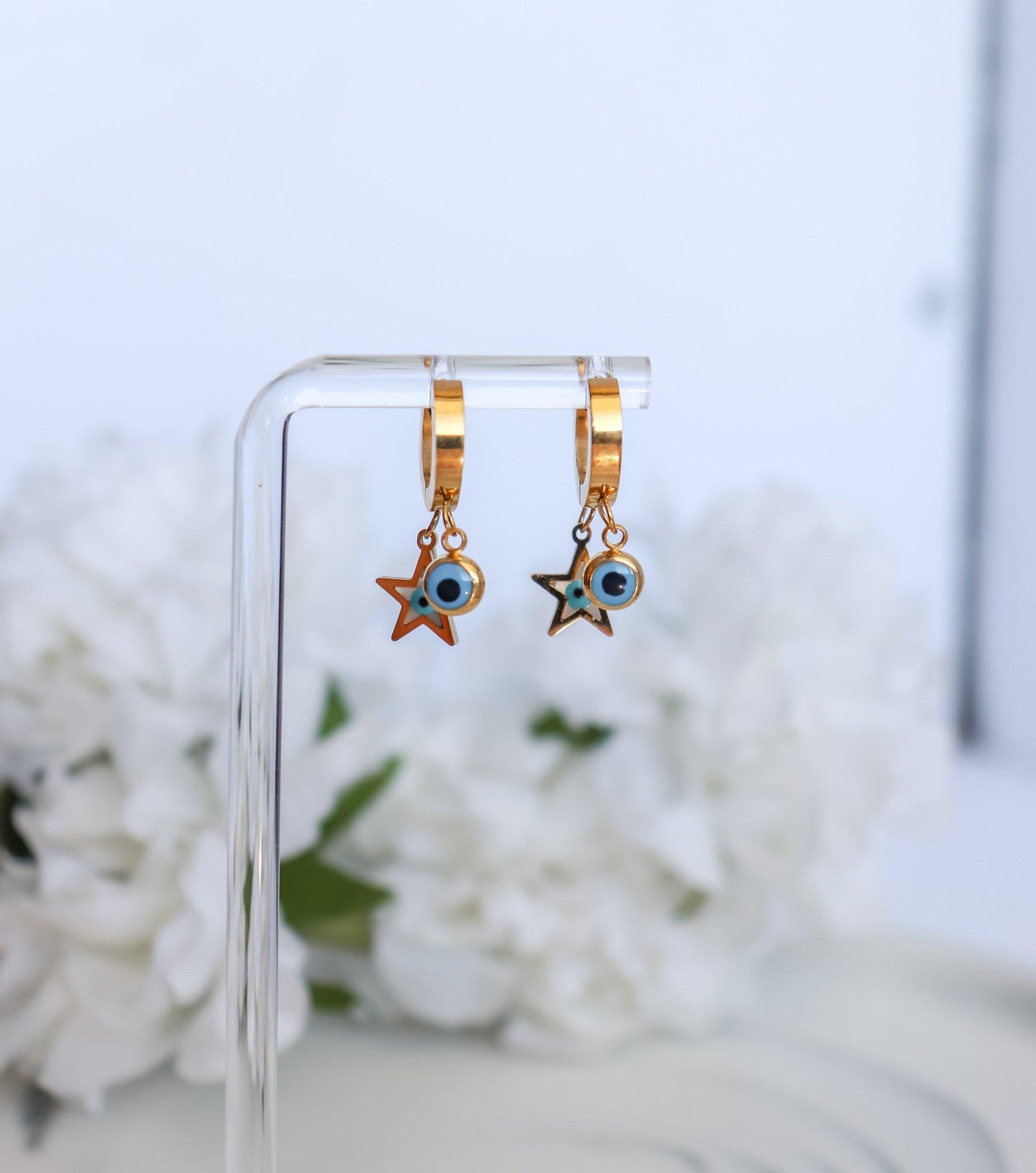 Evil Eye & Star Dangle Earrings