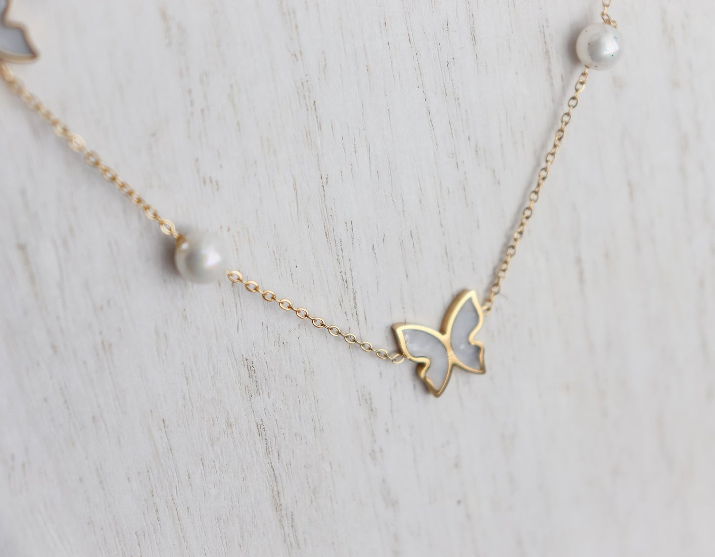 Pearl Butterflies Necklace