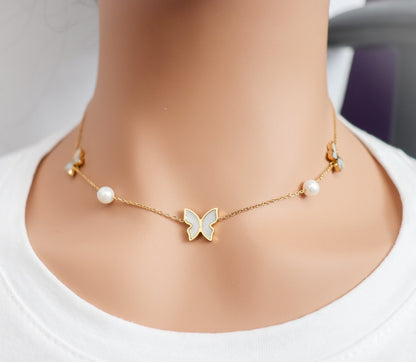 Pearl Butterflies Necklace