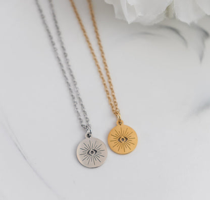 Evil Eye Sun Coin Necklace