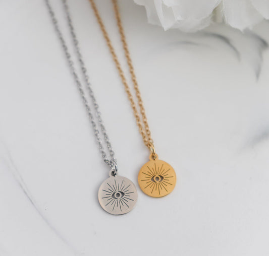 Evil Eye Sun Coin Necklace