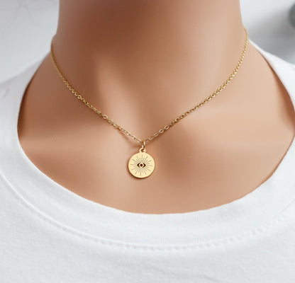 Evil Eye Sun Coin Necklace