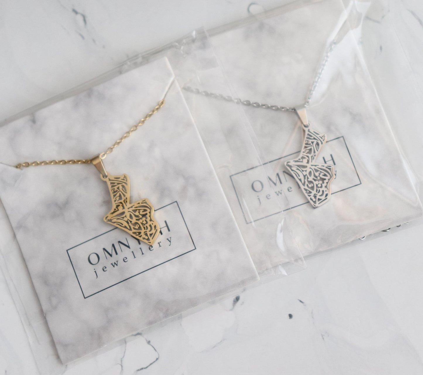 Calligraphy Jordan Map Necklace