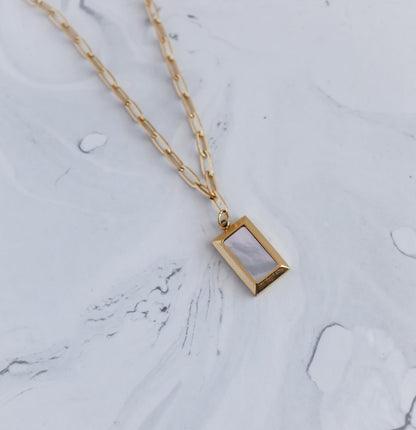 Rectangle Pearl Block Necklace