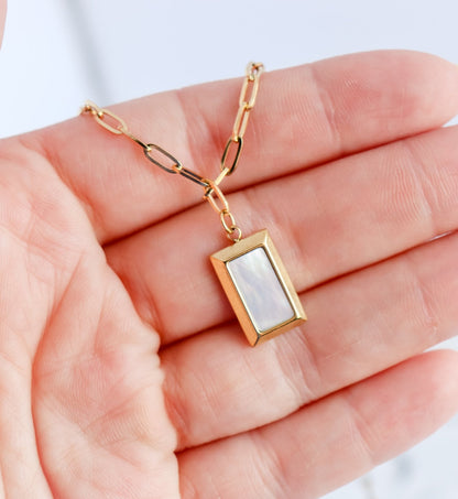 Rectangle Pearl Block Necklace