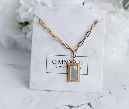 Rectangle Pearl Block Necklace