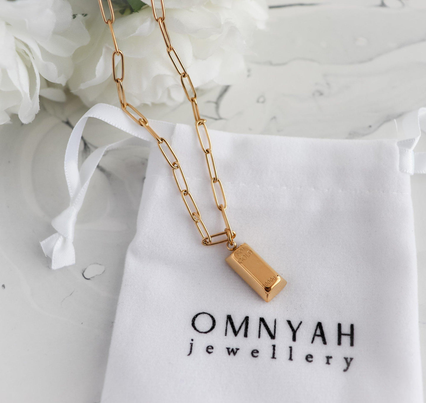 Gold Bar Block Necklace