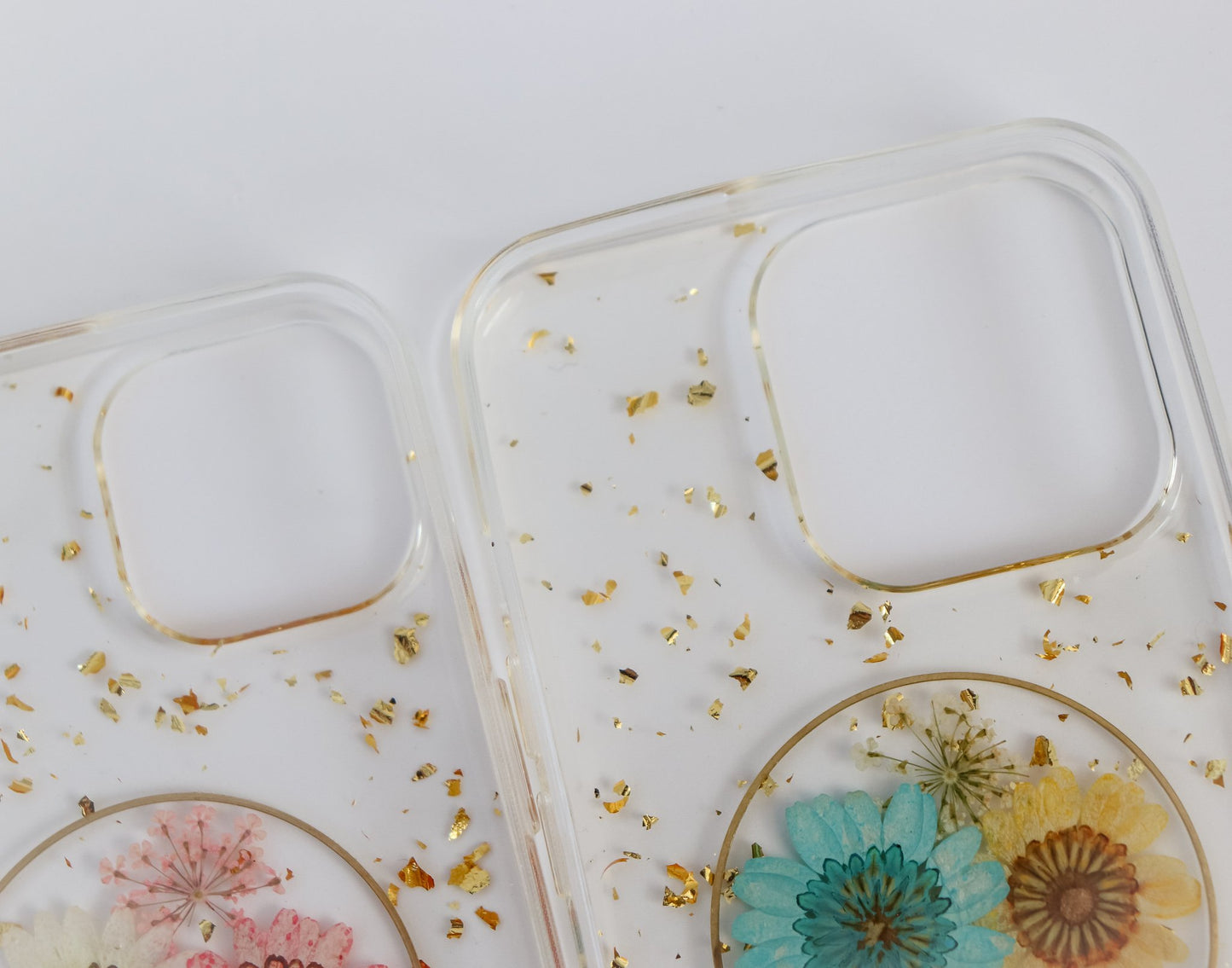 Two Flowers Gold Circle iPhone Case