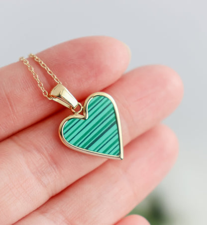 White, Black & Green Heart Necklace