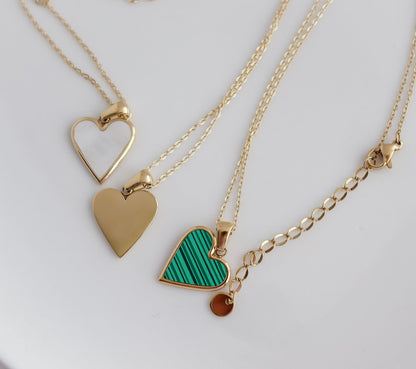 White, Black & Green Heart Necklace