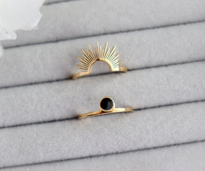 Gold Sun Ring Set