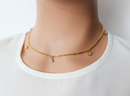 Drop Zircon Chain Necklace