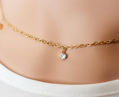 Drop Zircon Chain Necklace