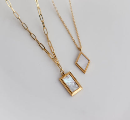 Pearl Block Chain Necklace