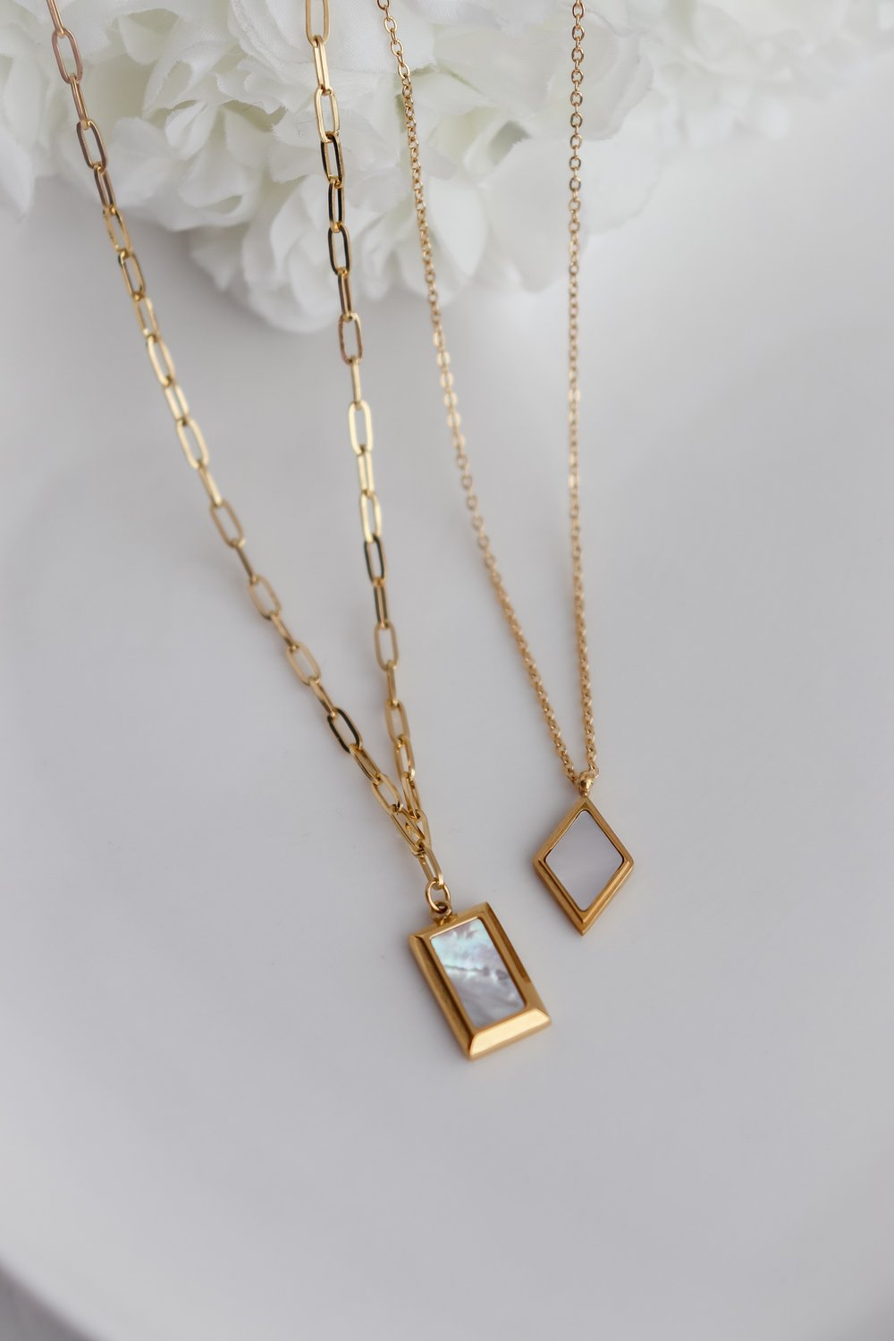 Pearl Block Chain Necklace