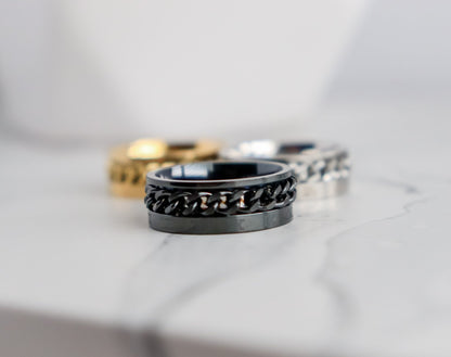 Roman Numerals Curb Chain Fidget Ring