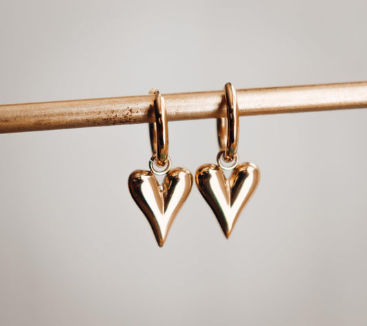 Hoop Dangle Heart Earrings