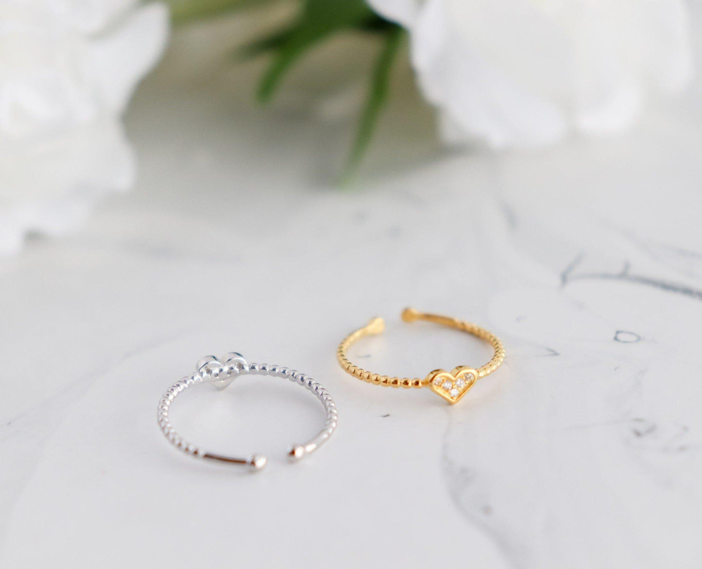 Mini Heart Zircon Ring Resizable