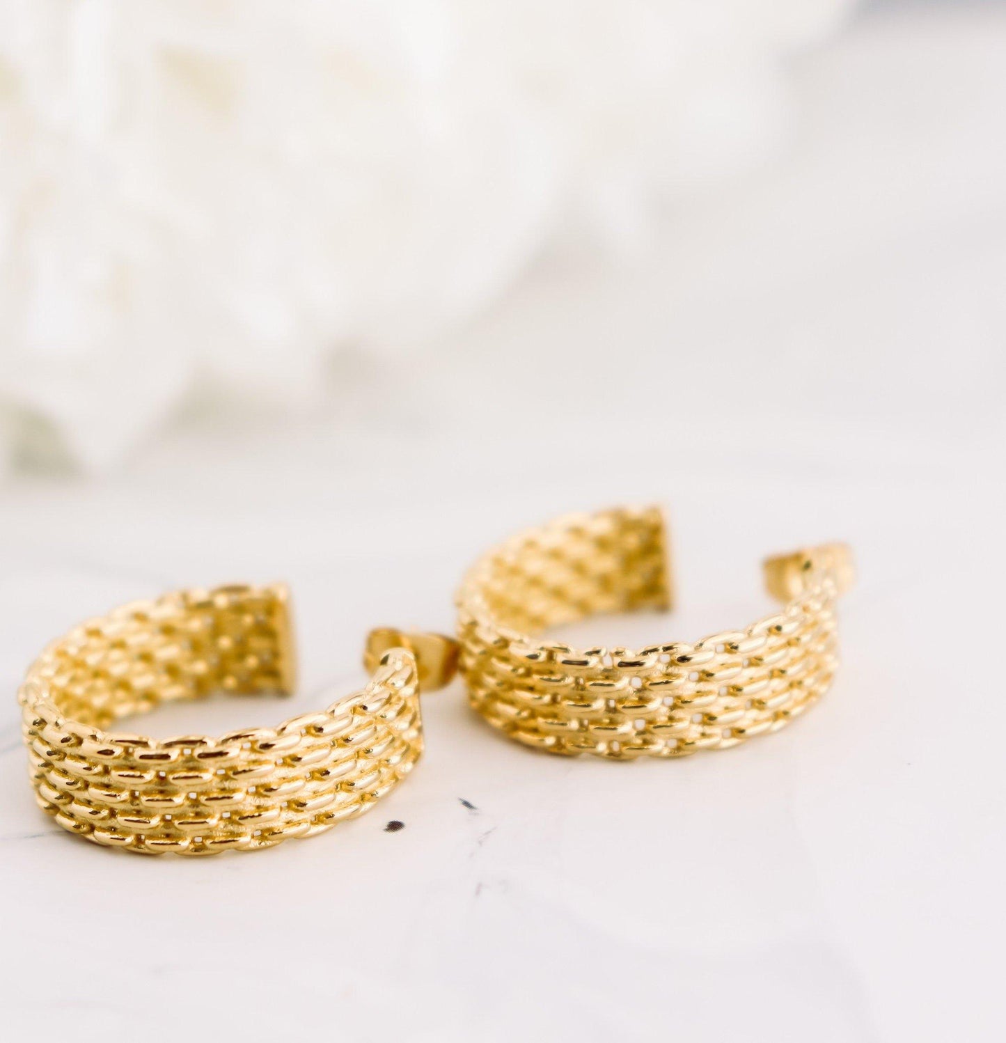 Wide Textured Hoop Earrings