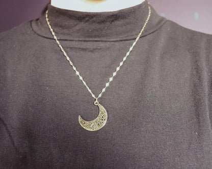 "God is With the Patient" Crescent Moon Necklace