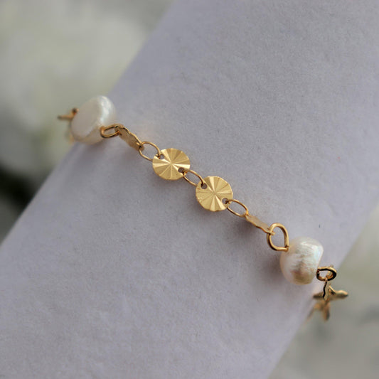 Pearl Sunburst Disc Bracelet