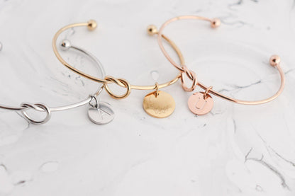 Love Knot Bangle Bracelet with Charms