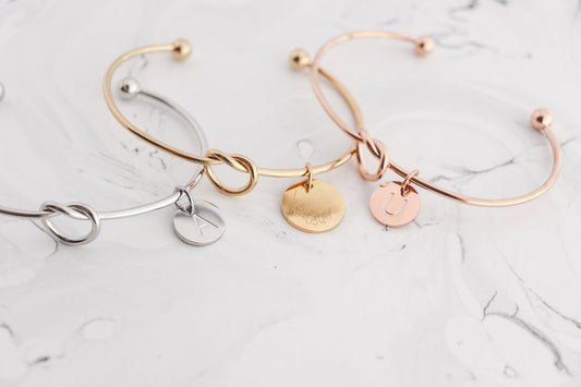 Love Knot Bangle Bracelet with Charms